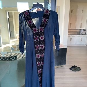 Free people maxi embroidered dress XS